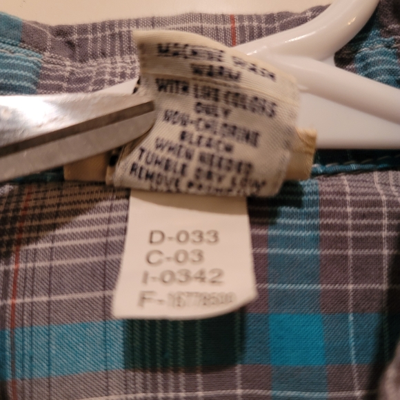 Boys Cherokee Shirt, 4T, Turq/Gray/White Plaid - Picture 4 of 4